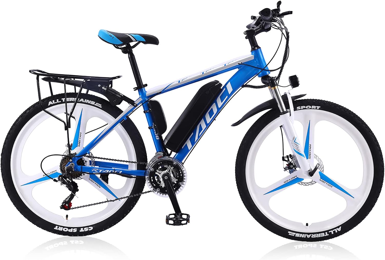 AKEZ 26, 250W All Terrain E-Bike, 36V 13Ah Removable Li-Ion Battery 21 Speed 25kmh (Blue)