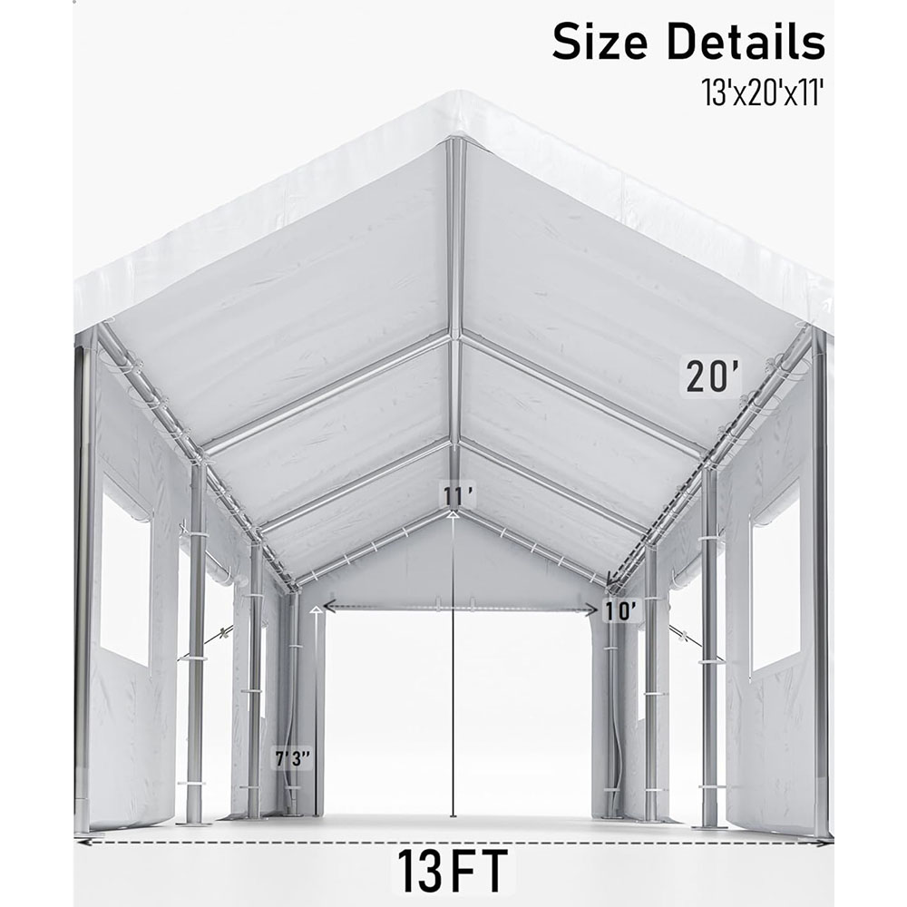 DEXSO Carport 13'x20' Portable Garage, Heavy Duty Carport Canopy