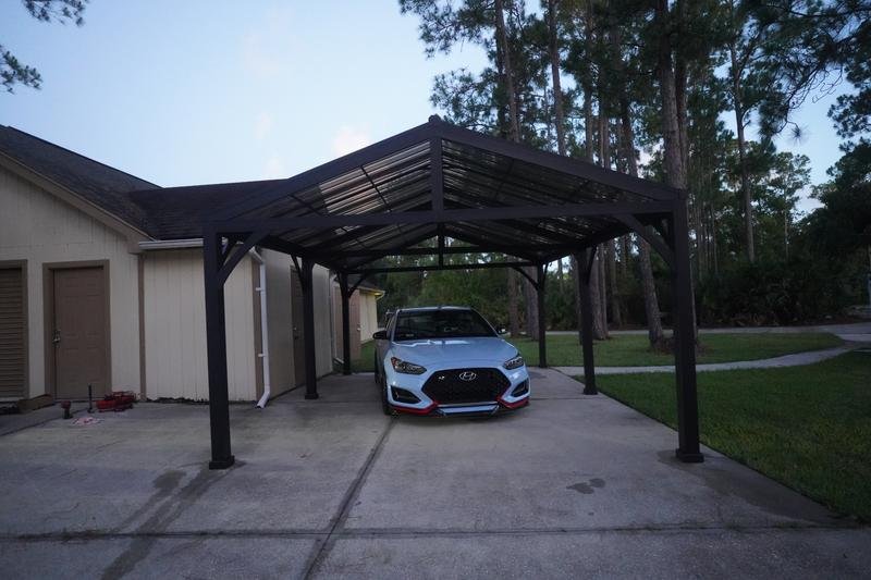 AutoCove 14x20 Metal Carport, Outdoor Living Pavilion, Gazebo with 2 Ceiling Hooks