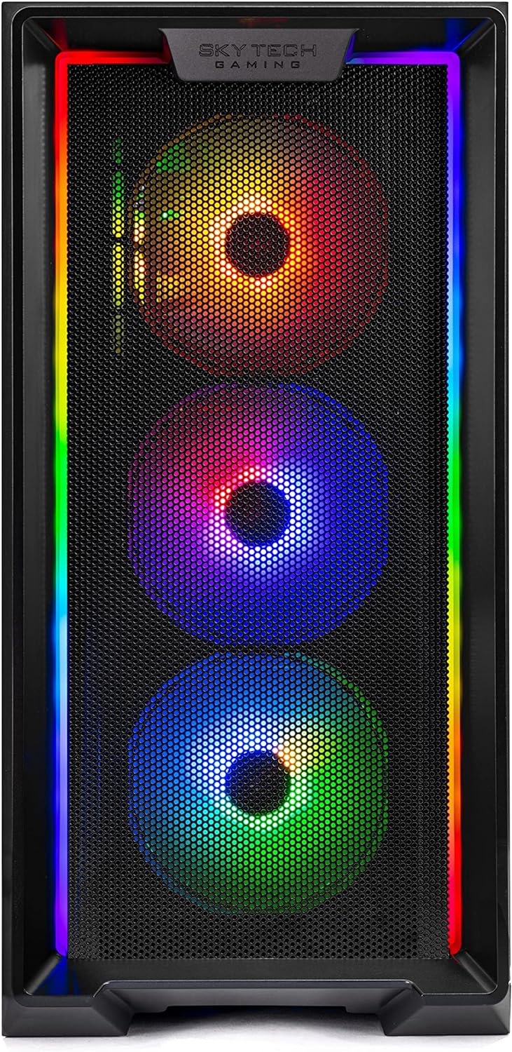 Skytech Archangel Gaming Computer PC Desktop – Ryzen 5 3600 3.6GHz, GTX 1660 Super 6G, 500GB SSD, 16GB DDR4 3200MHz, RGB Fans, Windows 11 Home 64-bit, 802.11AC Wi-Fi