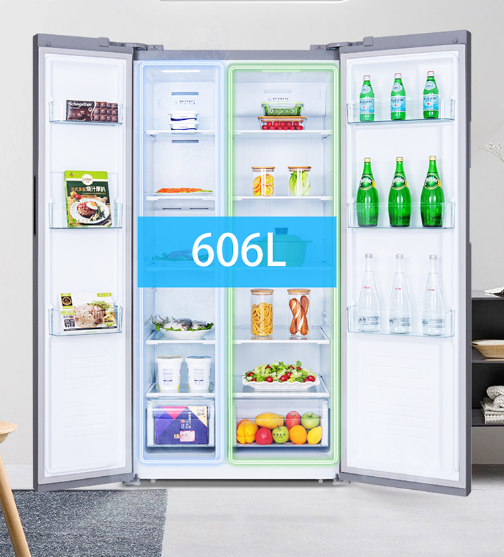 【Appliances】【BS】36 Side-by-Side Refrigerator and Freezer, 25 Cubic Feet Total, White