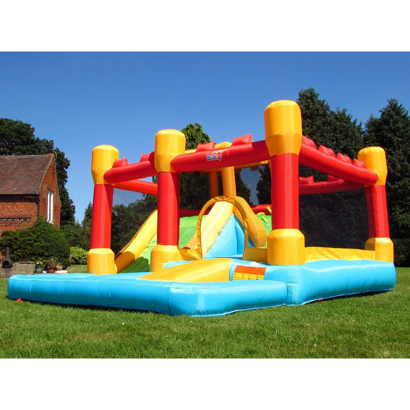 The BeBop Fortress needs no introduction. Attach the water tubing supplied and turn this bouncy castle and slide into a wild water park in a matter of minutes. The lifting drawbridge is a great addition to this all year round favourite.    - Bouncy c
