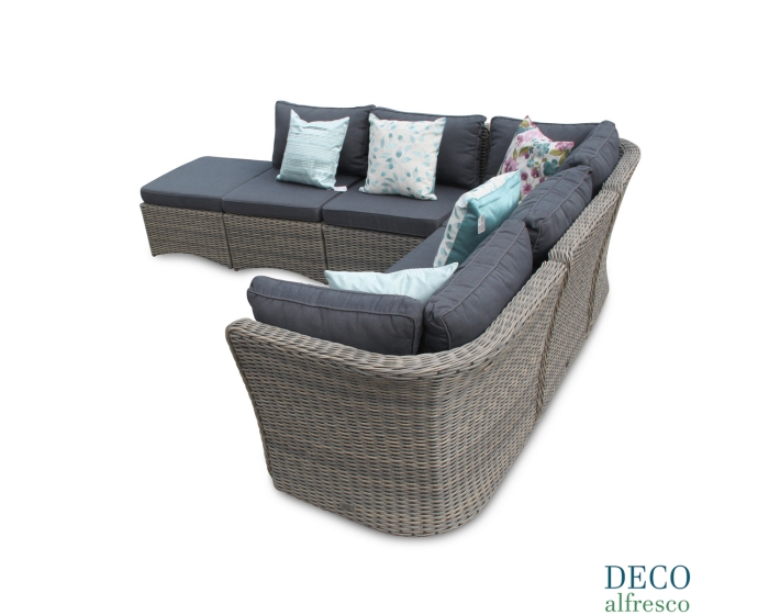 6PC High Back Modular Daybed Sofa Rattan Furniture Set - Natural DECO alfresco