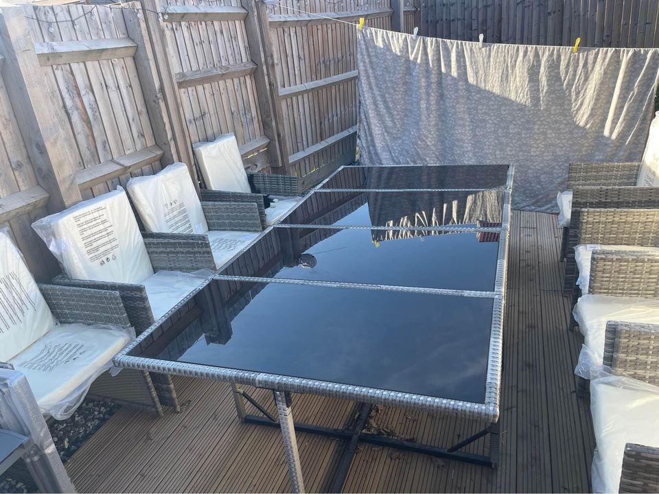 13 Piece Cube Rattan Garden Furniture Set - Light Grey