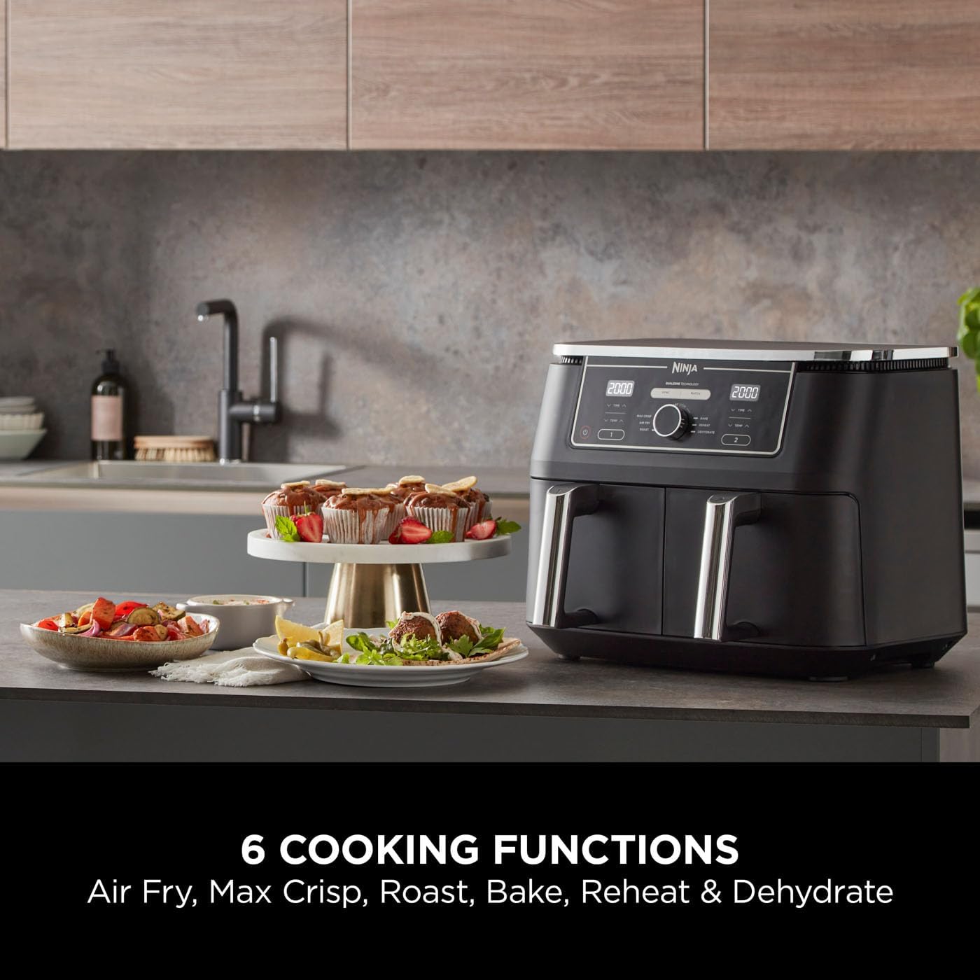 Ninja Foodi Max Dual Zone Air Fryer [AF400UK] 2-drawer, 6 cooking functions, 9.5L