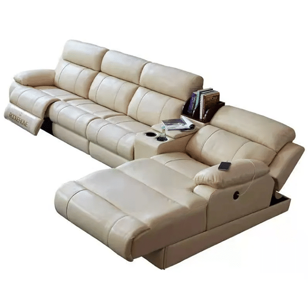 Leather electric function sofa leather art large and small apartment combination living room furniture modern minimalist zero wall decoration