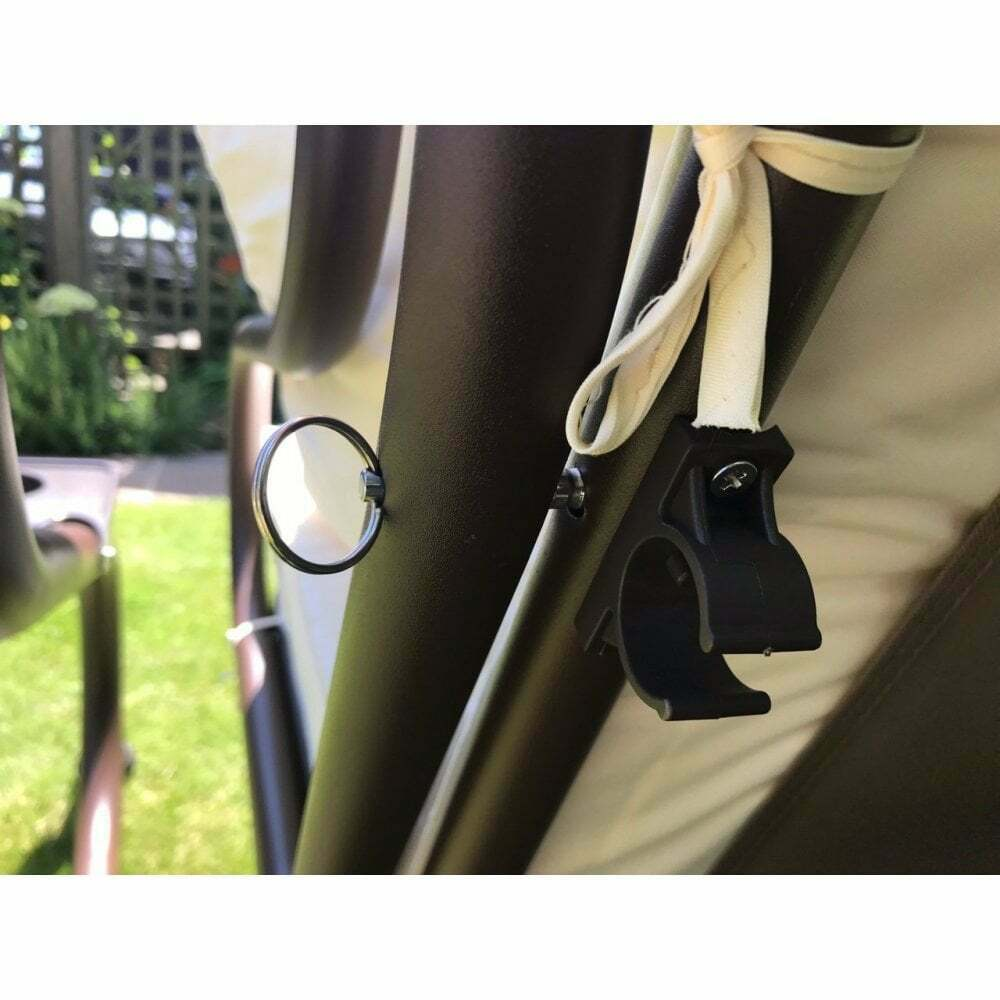 Somerset 3 Seat Swing Hammock Bed Heavy Duty Garden Bench Patio Brown Cream Seat