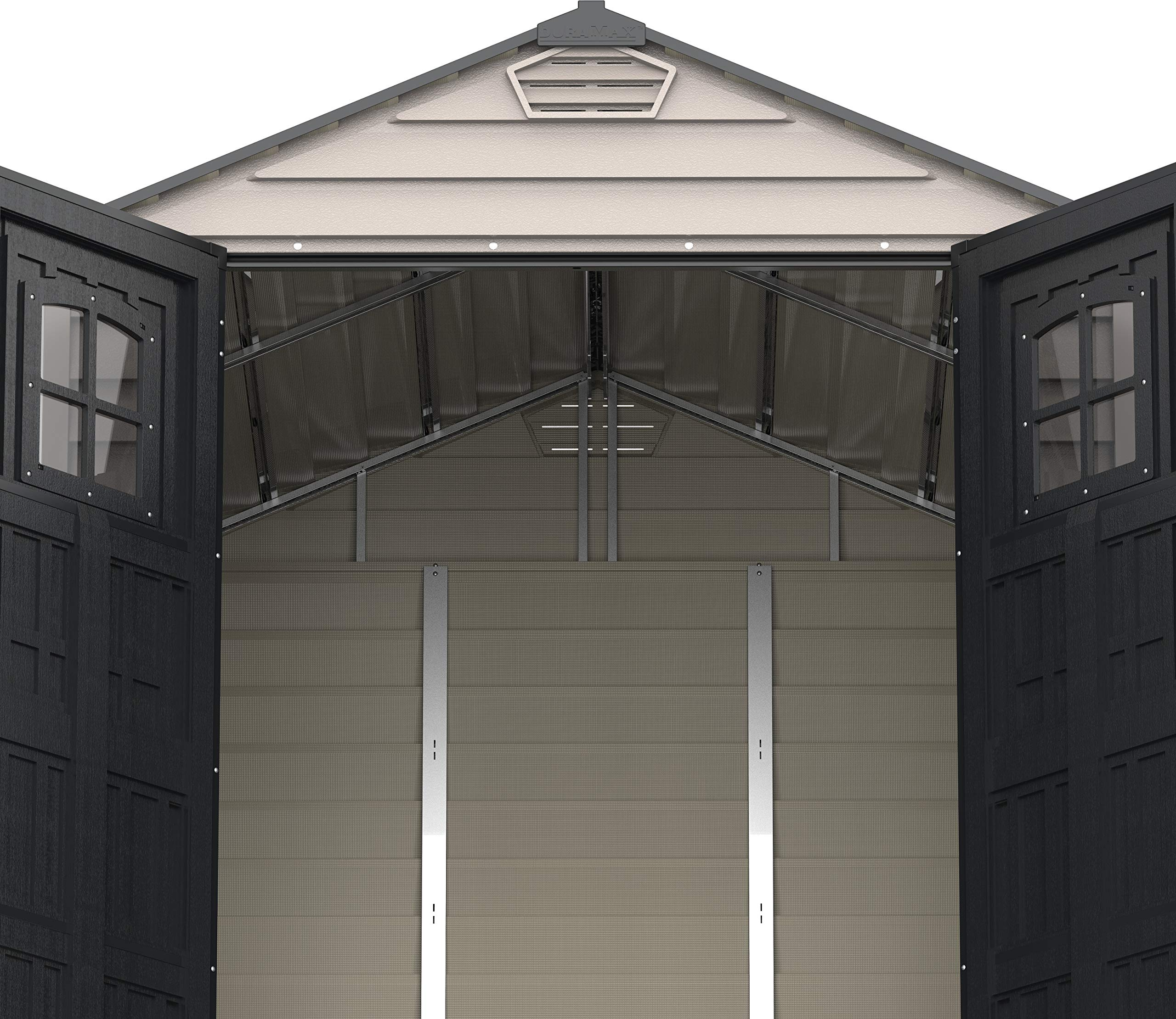 【Storage Shed】7x7 PLUS Plastic Garden Shed with Heavy-Duty Plastic Floor & Fixed Window on Doors