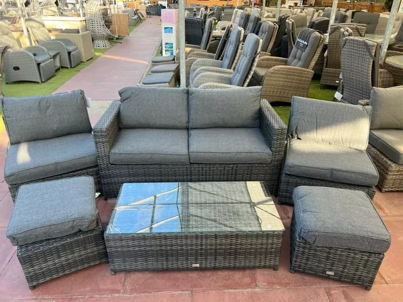 Sapcote 6pc Hideaway Lounge Set in Dark Grey Rattan