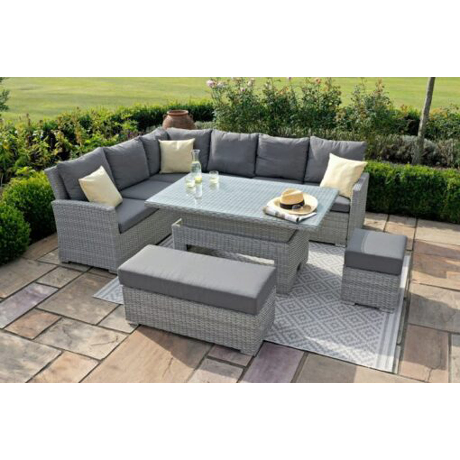 Moto Ascot Rectangular Corner Dining Set with Rising Table