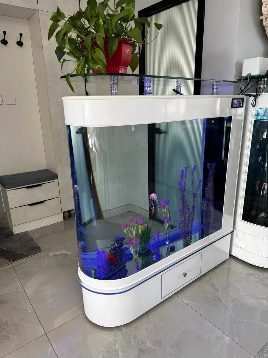 124Gal LED Aquarium Kit Upright Fish Tank Large Glass Fishbowl.